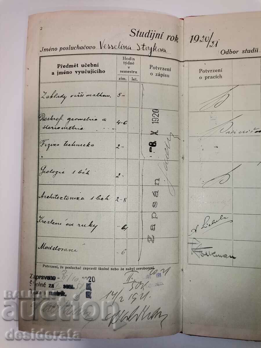 Auction Student card, 1920 Auction Student card, 1920