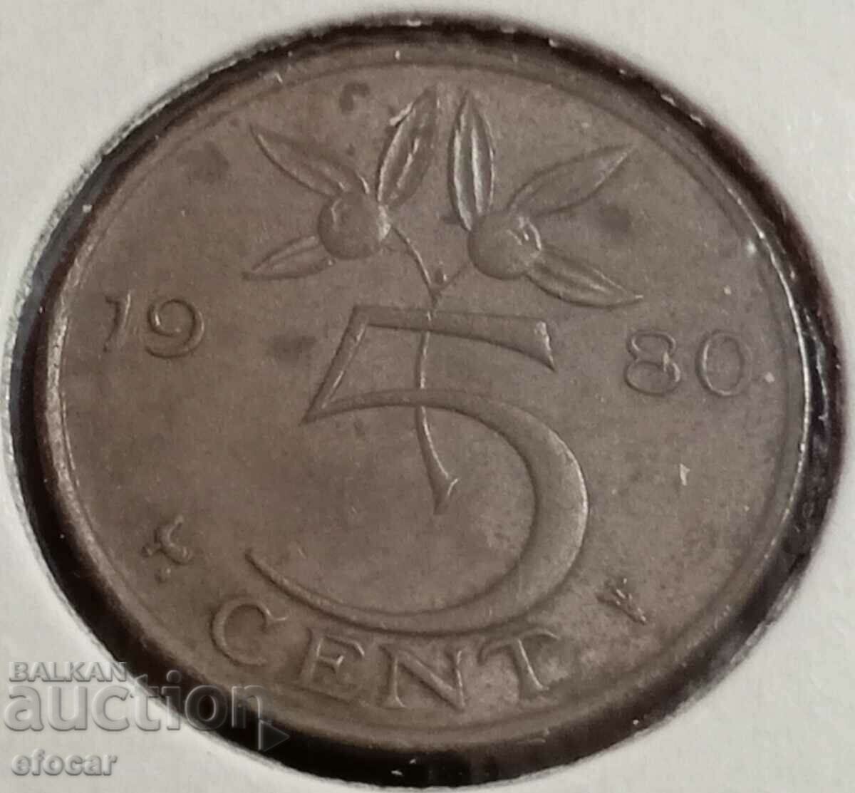 5 cenți Olanda 1980