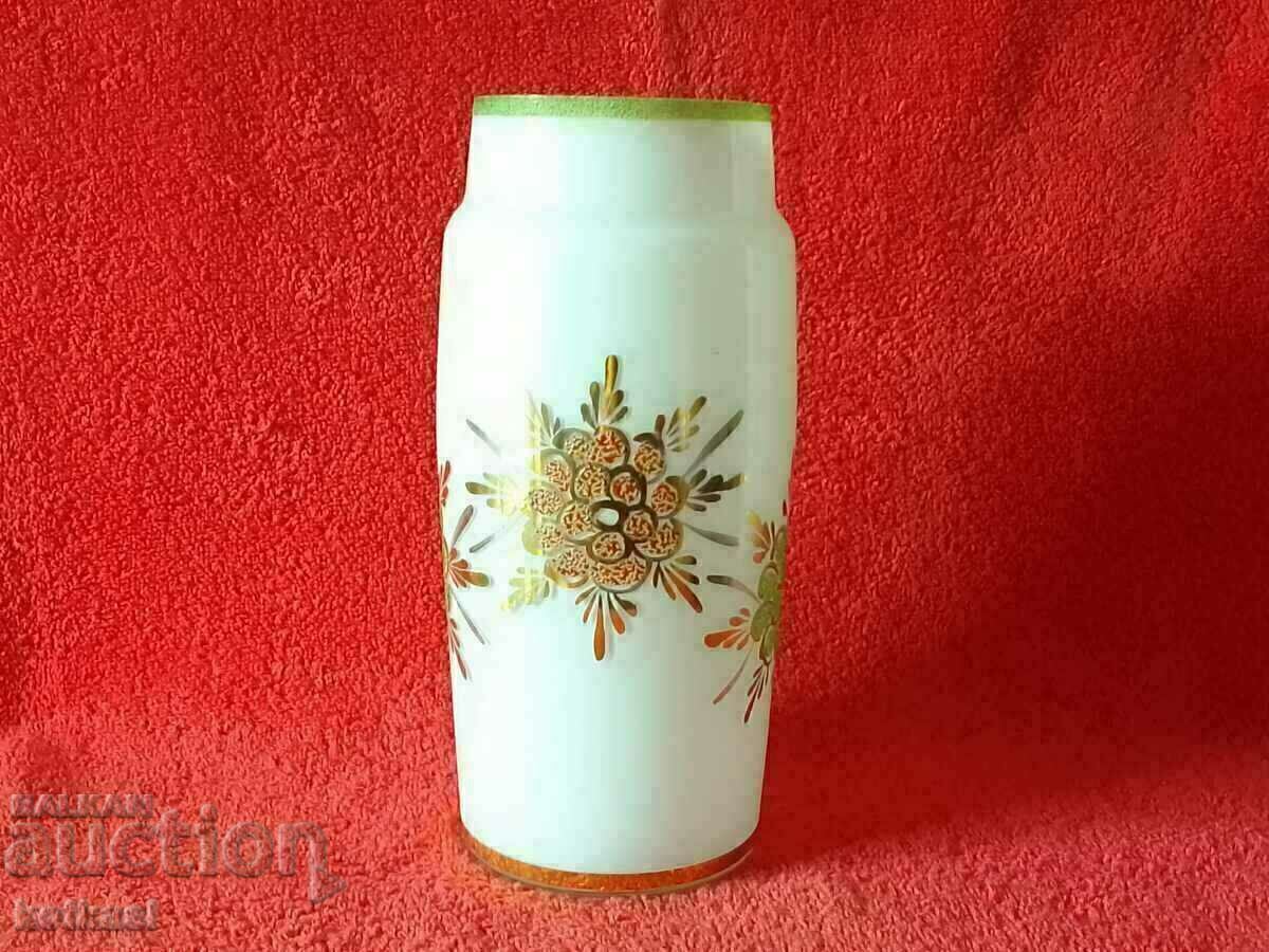 Old glass vase gilding handmade embossed flowers Old glass vase gilding handmade embossed flowers