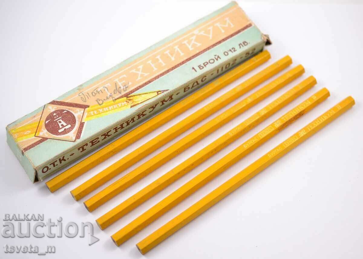 Technical School pencils 6 pcs. in a cardboard box - unused, social