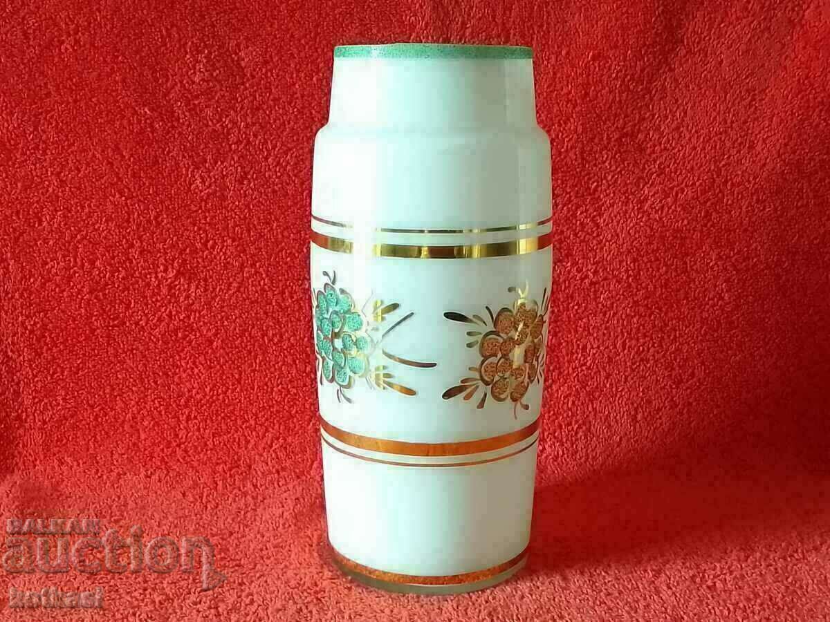 Auction Old glass vase gilding handmade embossed flowers Auction Old glass vase gilding handmade embossed flowers