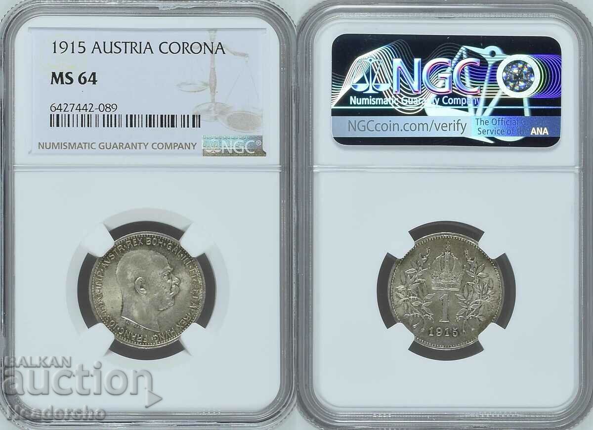 1 Crown Austria-Hungary 1915 NGC MS64