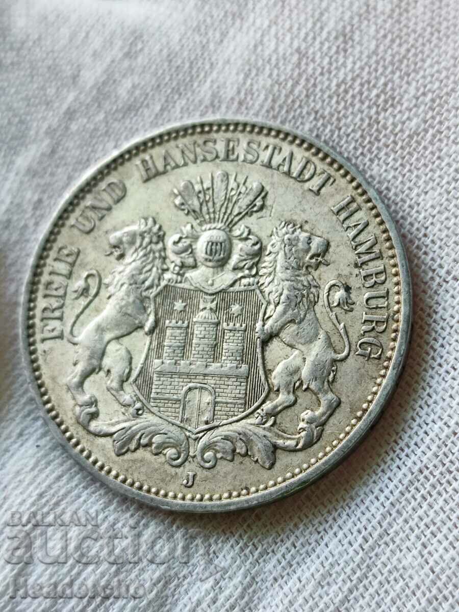 3 марки 1912-J Германия (Хамбург) сребро