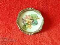 Old small porcelain flower tray metal fittings
