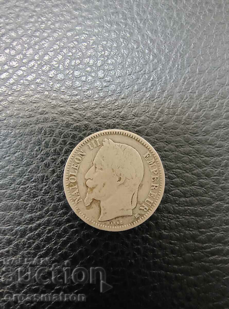 1 Franc 1868 Napoleon III Silver Coin