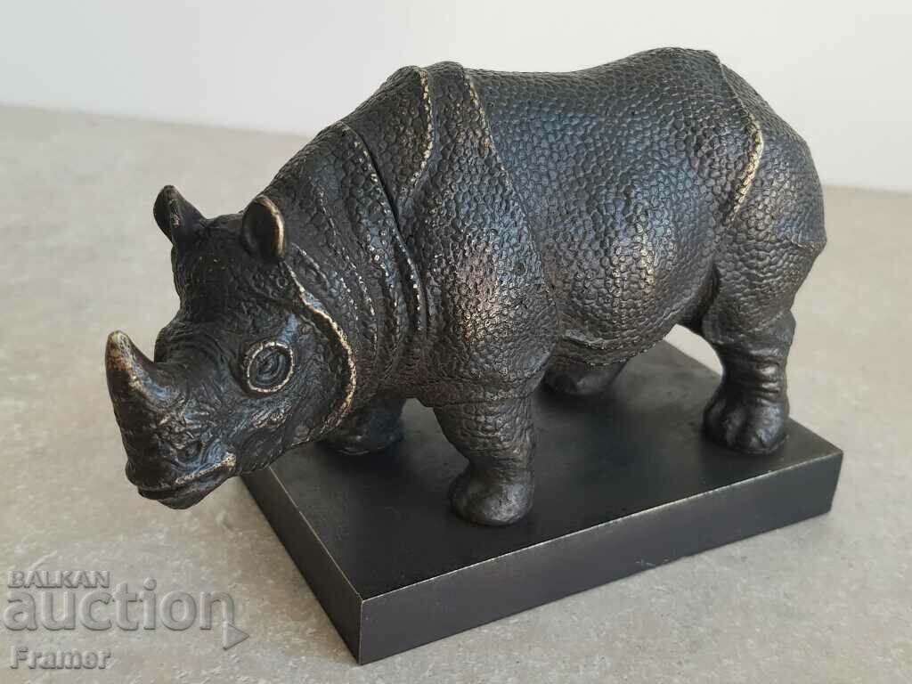 Rhino masterwork bronze patina old England 19th c. - 5 Rhino masterwork bronze patina old England 19th c. - 5