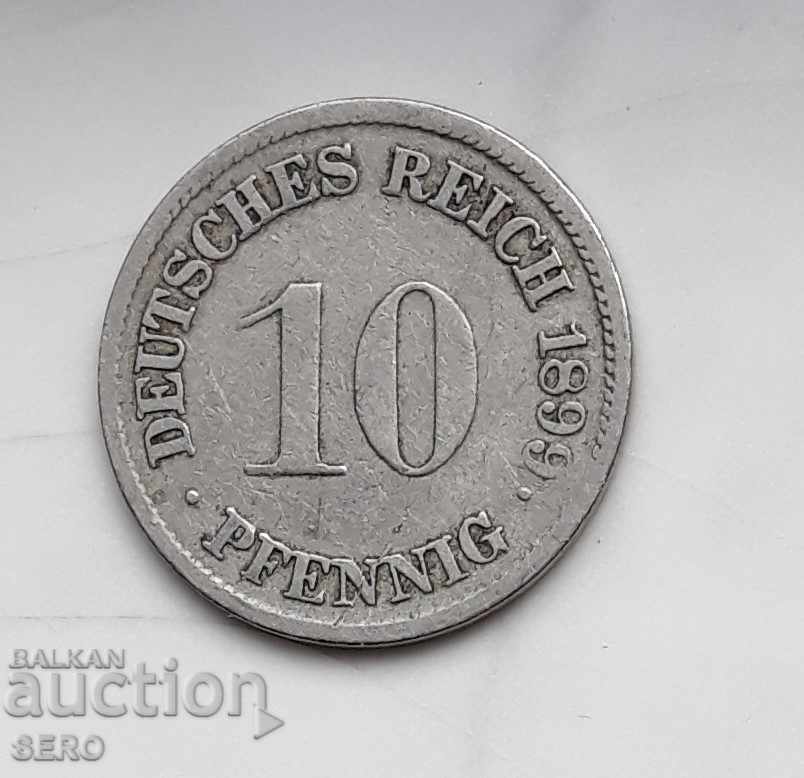 Γερμανία-10 Pfennig 1899 G-Karlsruhe-σπάνια