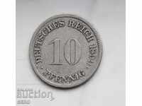 Germany-10 Pfennig 1899 G-Karlsruhe-rare
