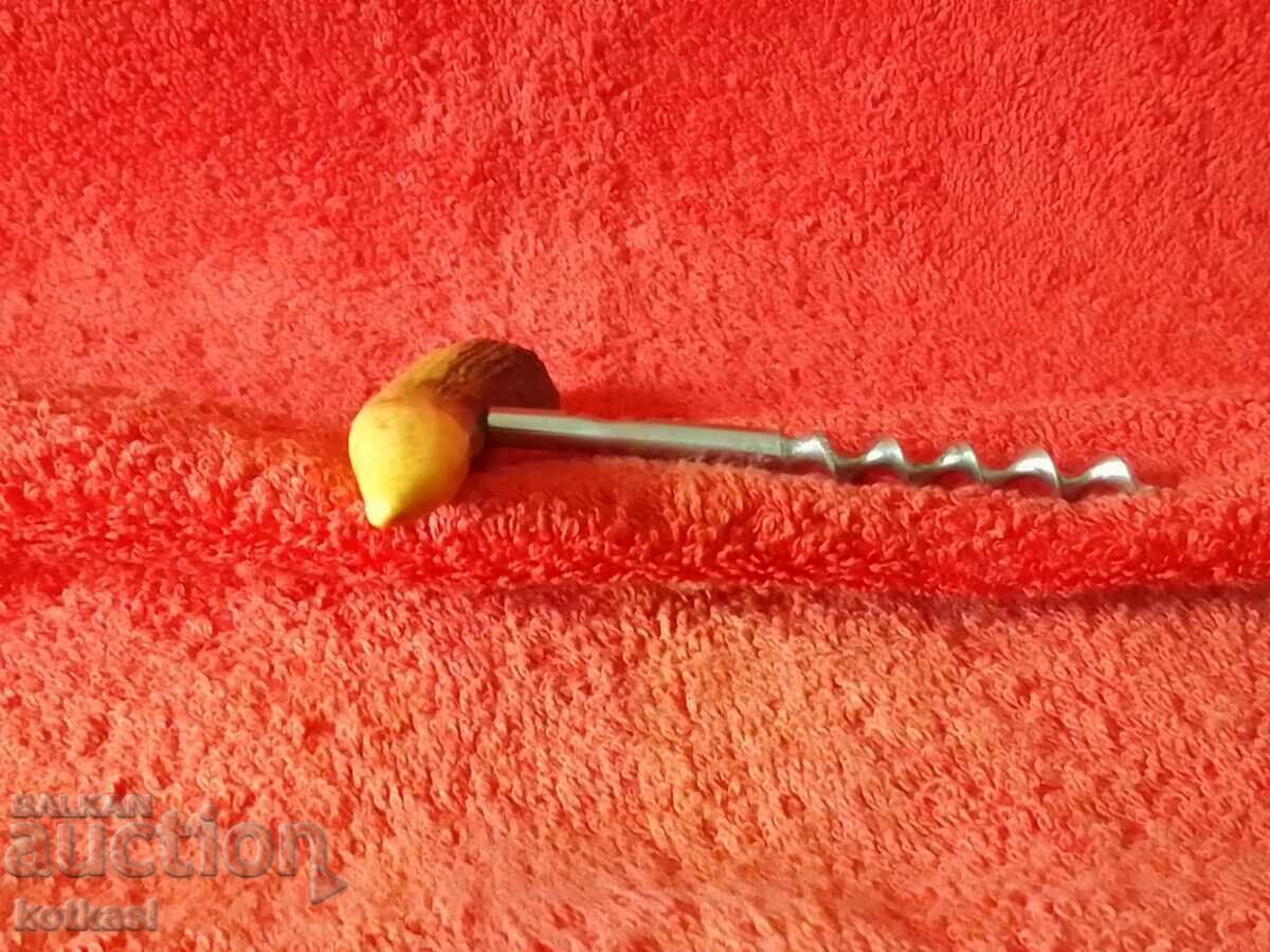 Delivery of Old metal Corkscrew with horn handle