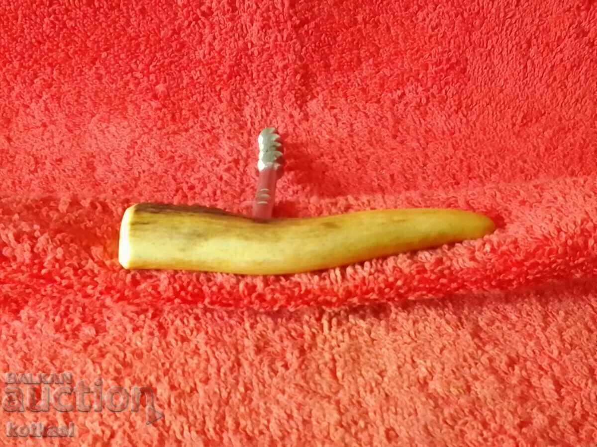 Old metal Corkscrew with horn handle - 5