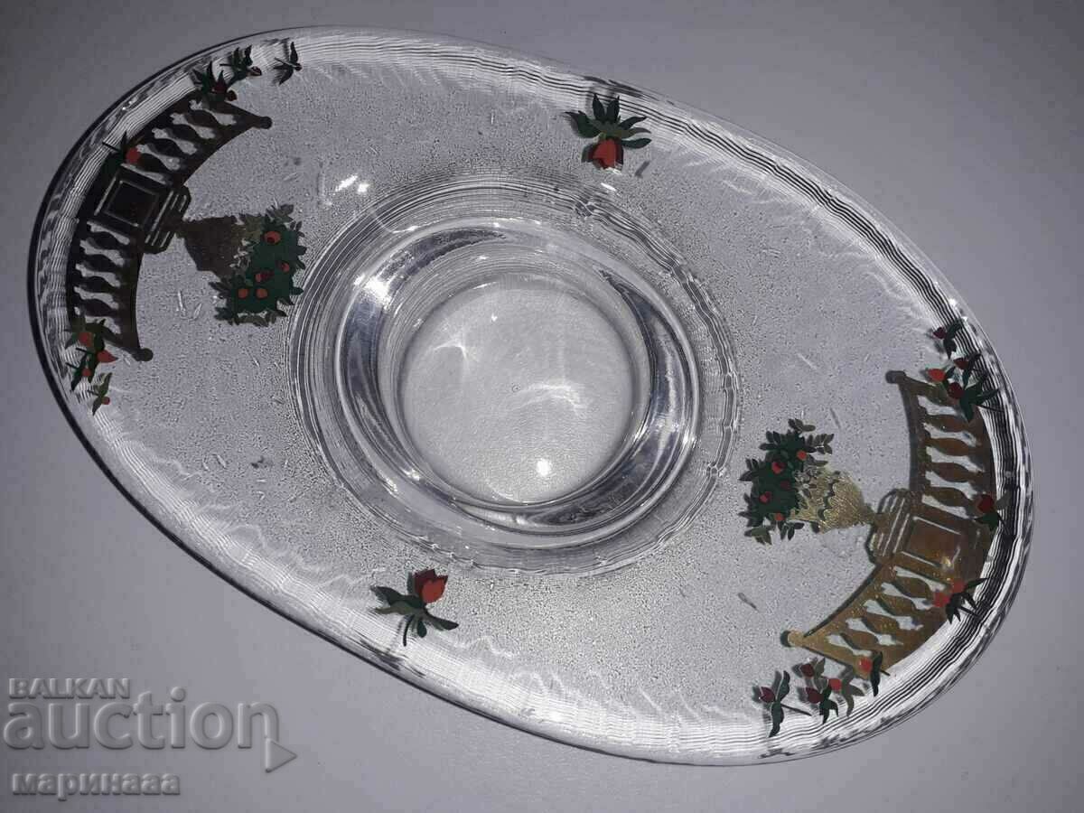 CANDLESTICK. GLASS WITH THE GOLD - 6 CANDLESTICK. GLASS WITH THE GOLD - 6