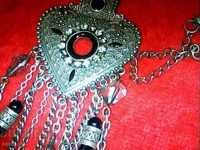 old beautiful necklace silver plated ses crystals for costume - 7