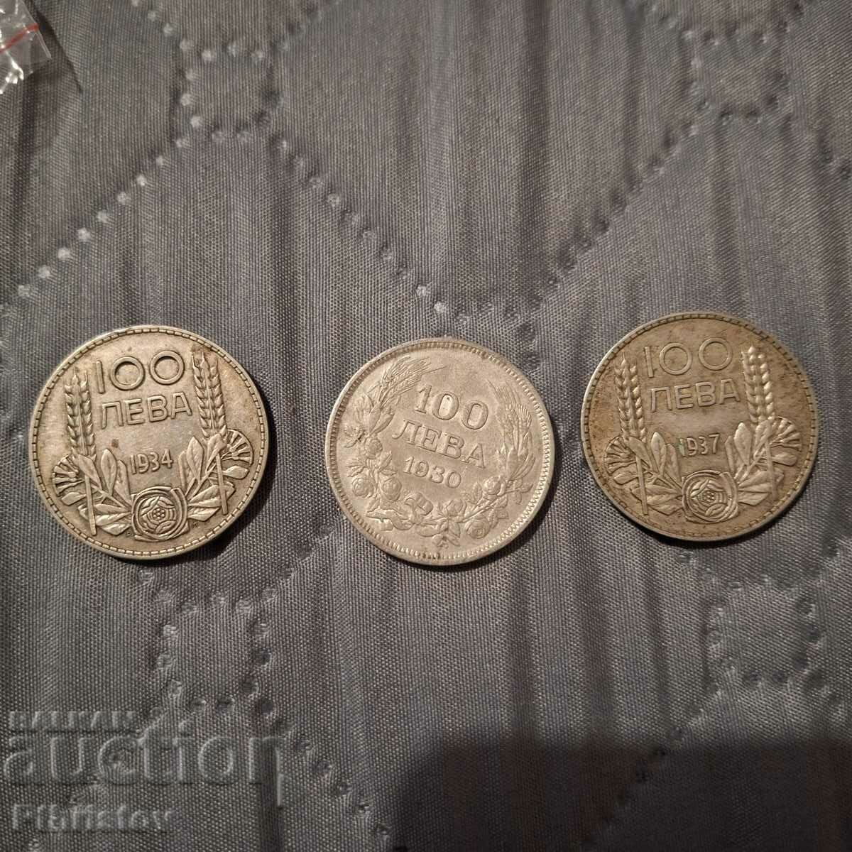 Лот 100 лева 1930, 1934 и 1937