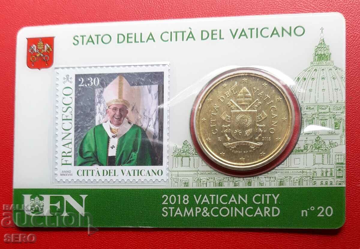 Vatican - coin card #20 with 50 cents 2018