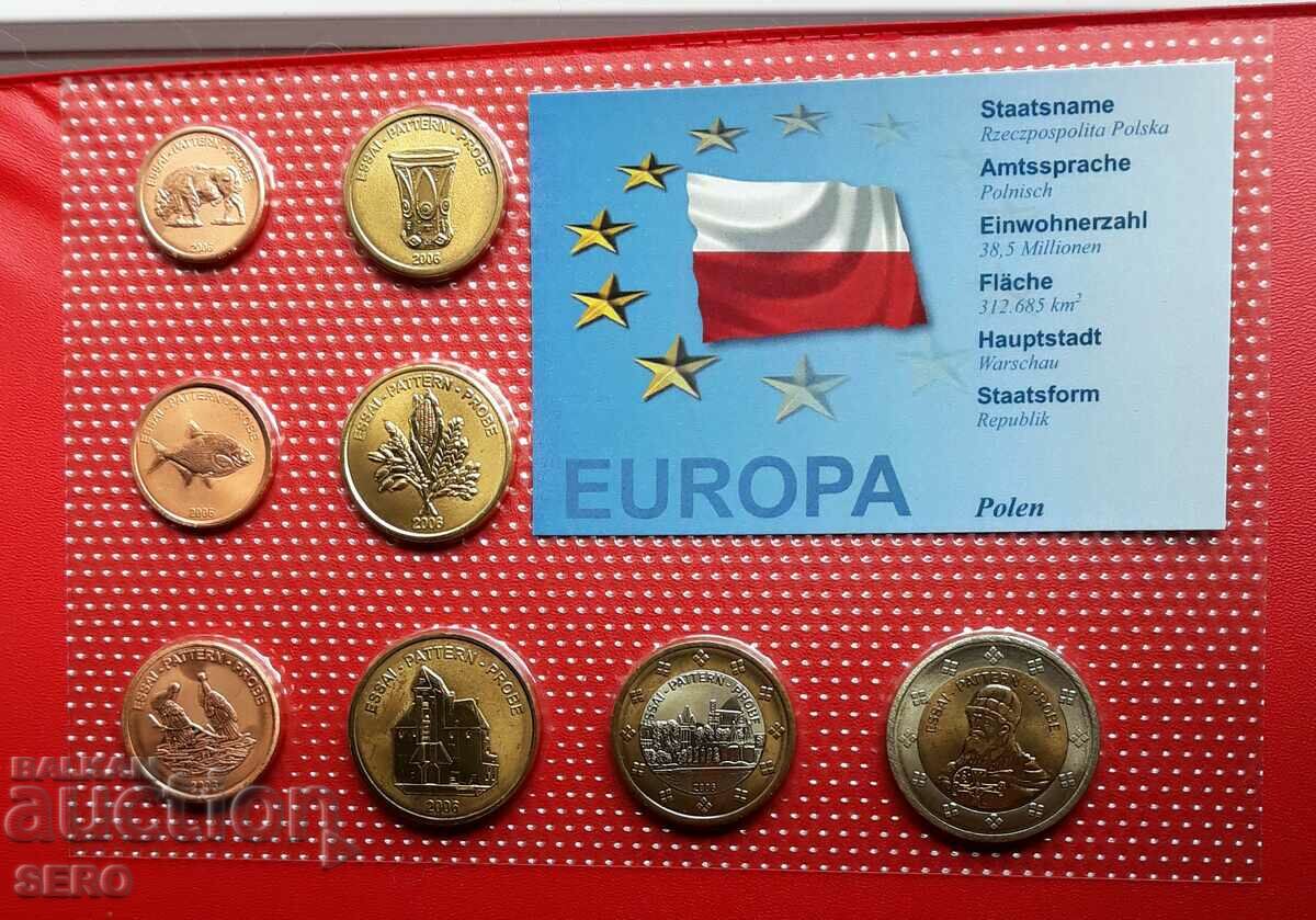 Πολωνία - ΣΕΤ 8 δοκιμαστικών κερμάτων ευρώ 2006