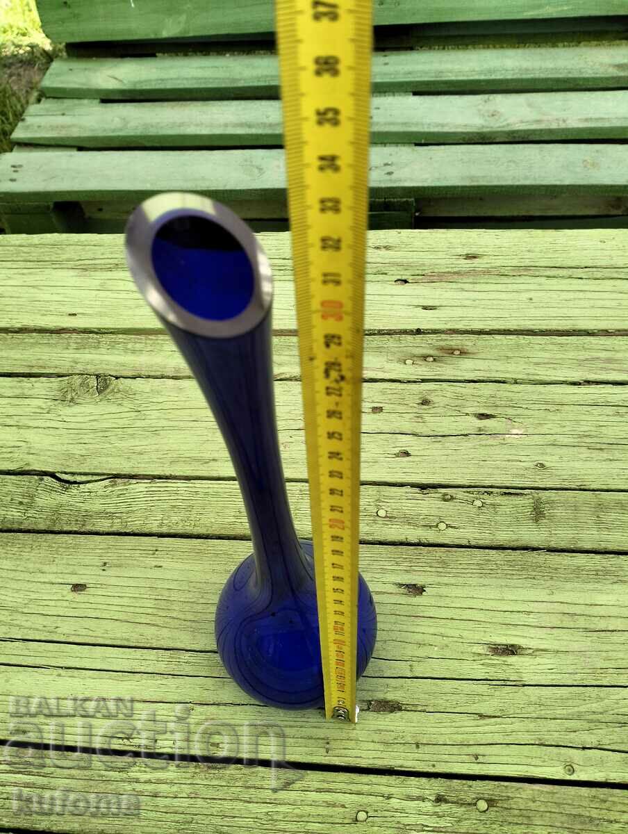Tall blue glass vase with price 64.99 BGN | € 33.23 Tall blue glass vase with price 64.99 BGN | € 33.23