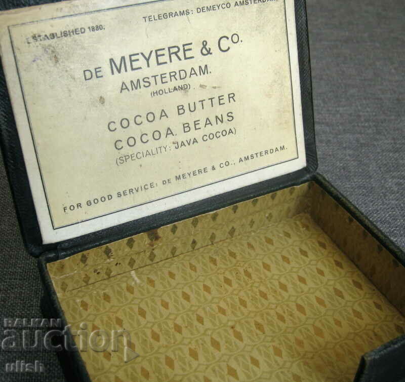 Auction De Meyere Amsterdam old leather cacao bean box Auction De Meyere Amsterdam old leather cacao bean box