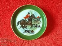 Old KAISER porcelain plate Horses Hunting Dogs gilding Hunter