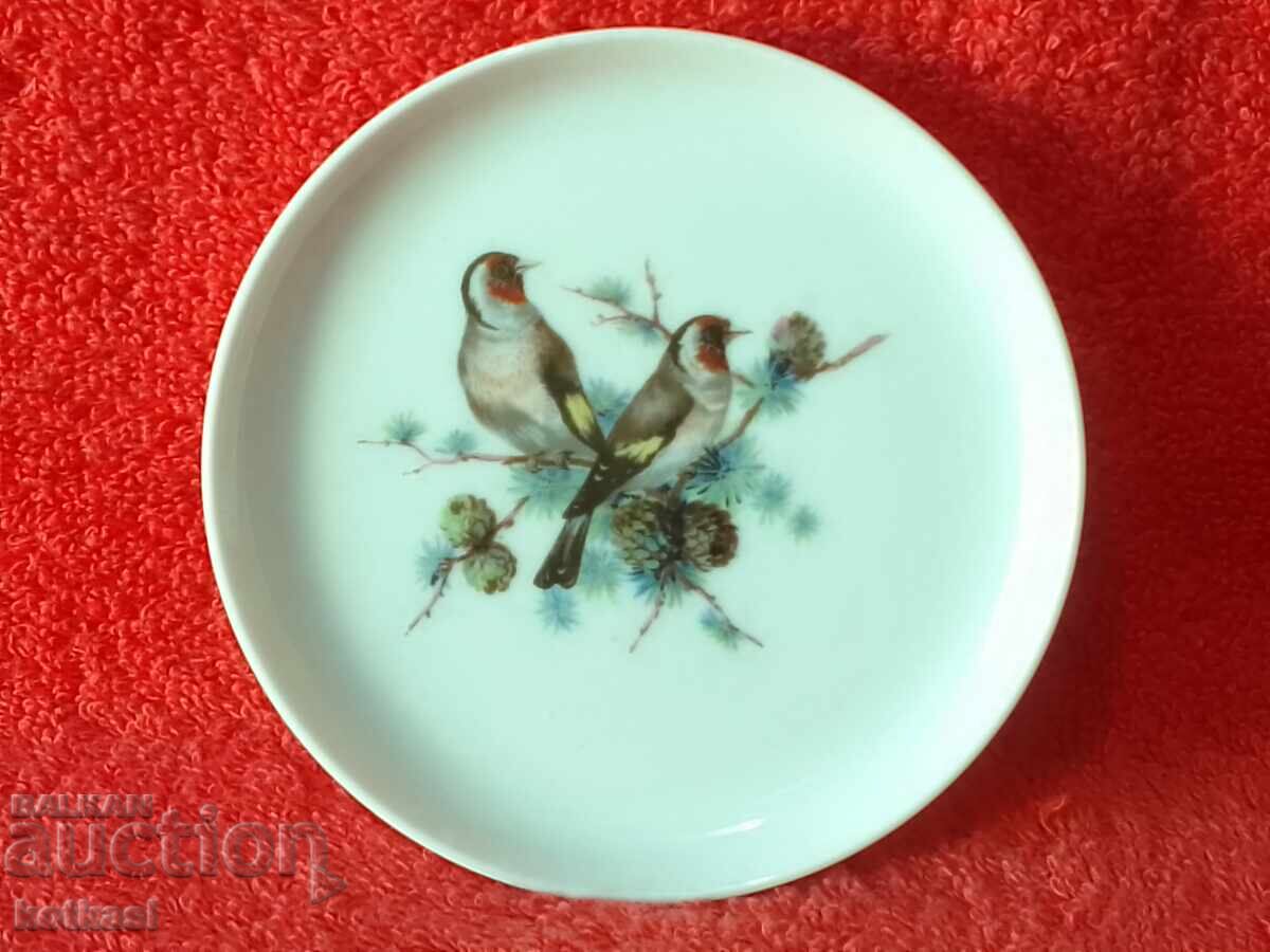 Old KAISER porcelain plate Two perched birds Sparrows Old KAISER porcelain plate Two perched birds Sparrows