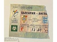 Футболен билет България-Англия 1999