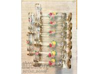 Set of Magnificent Old Straight Glasses with Flowers and Gilding