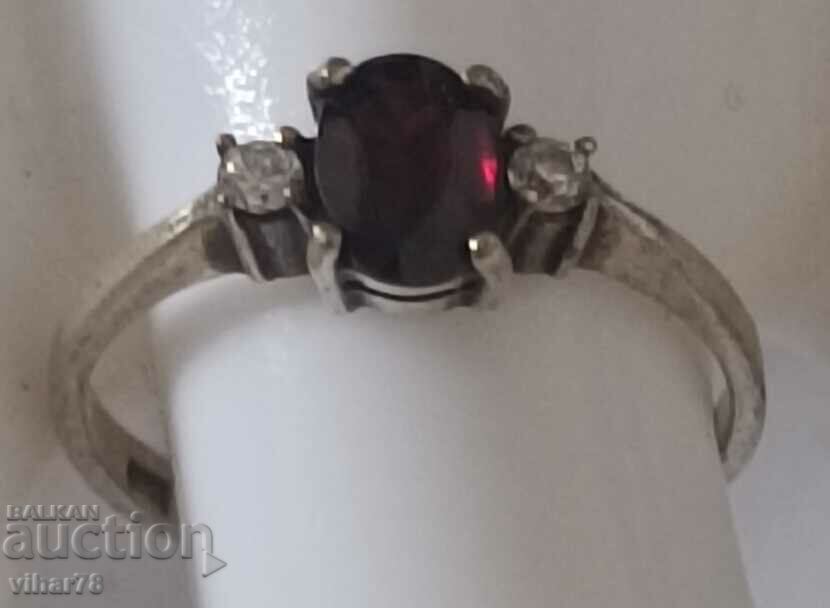 Сребърен пръстен с гранат - 6 Сребърен пръстен с гранат - 6