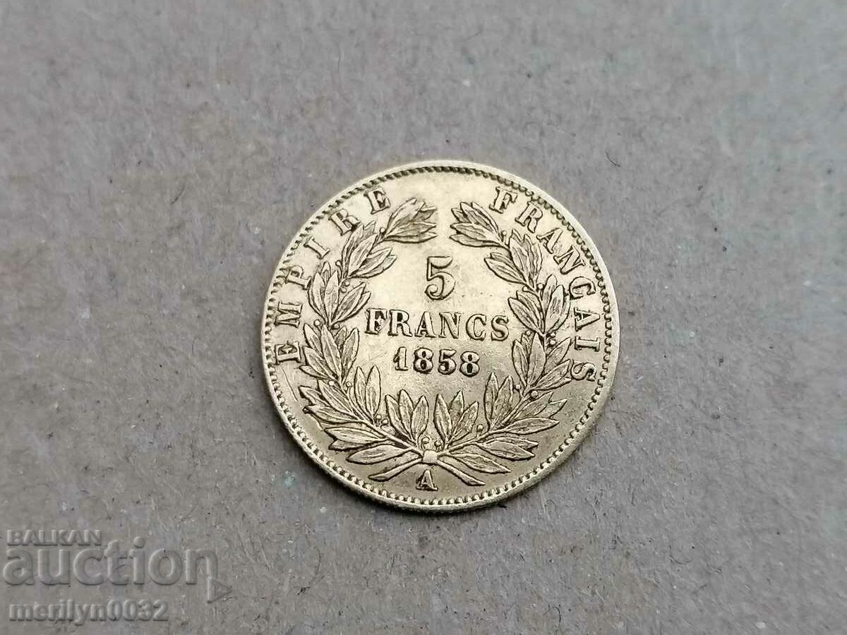 5 francs 1858 Napoleon III 1.61 g gold 900/1000
