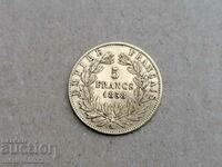 5 franci 1858 Napoleon al III-lea 1,61 g aur 900/1000