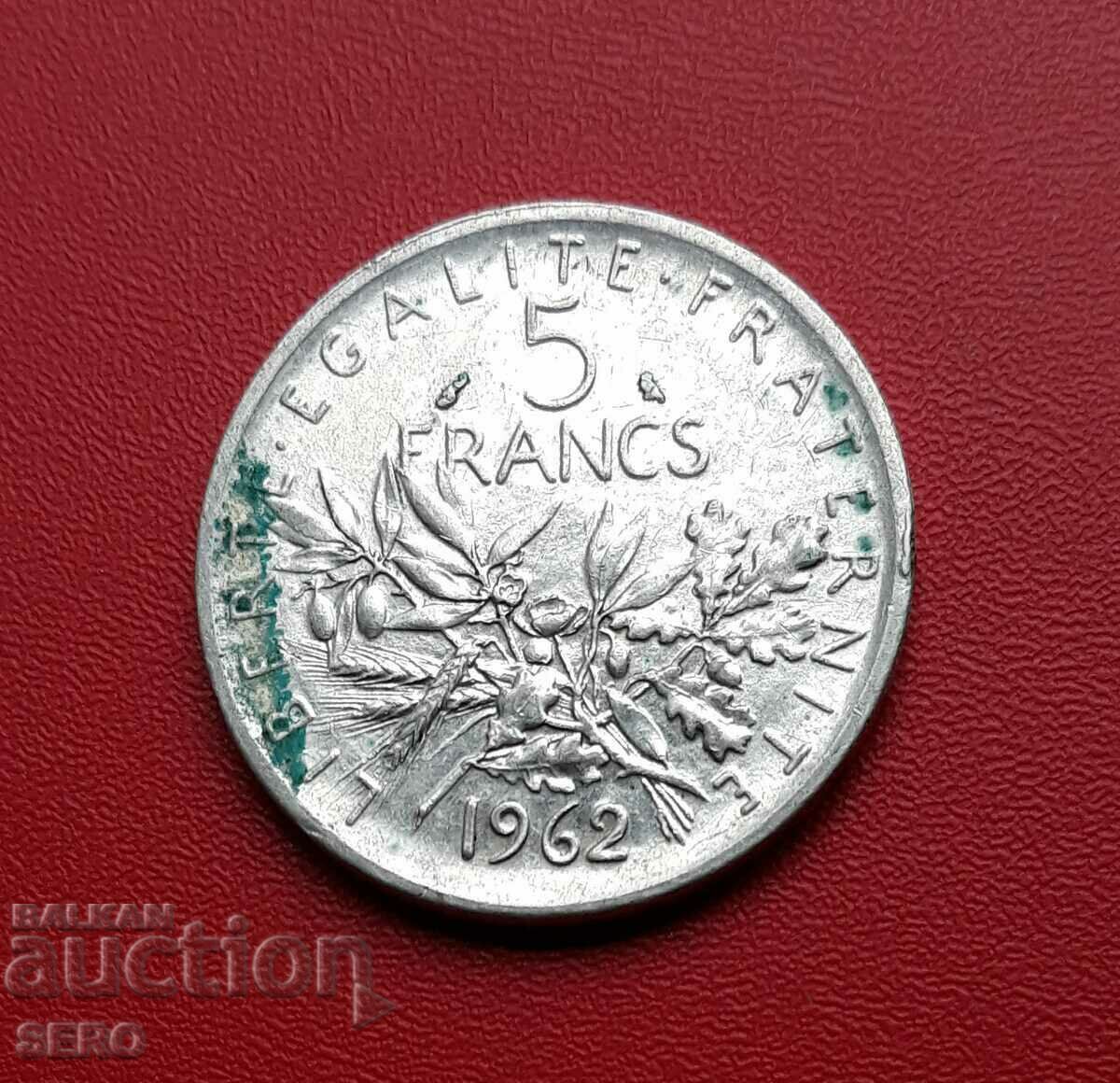 Franta-5 franci 1962-argint