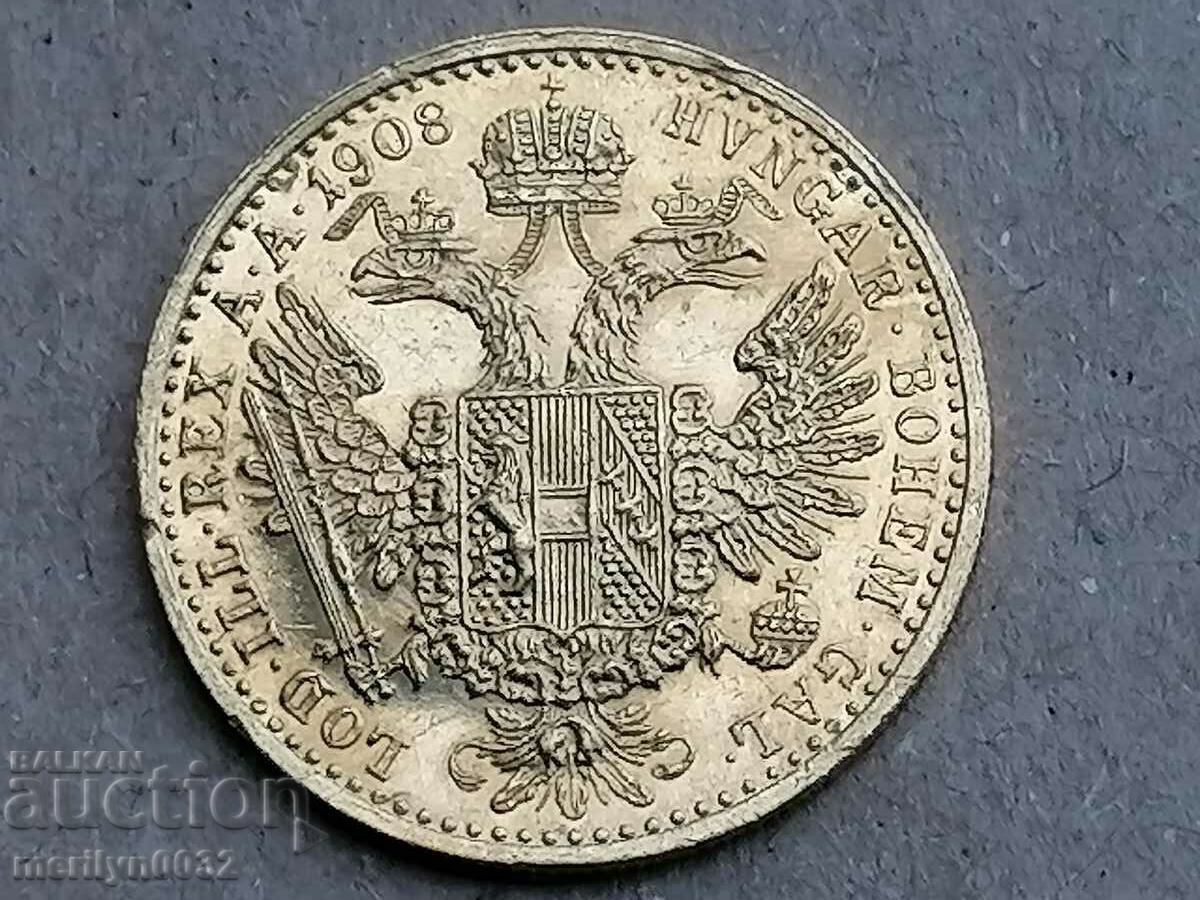 1 дукат 1908г минц Австро Унгария Франц Йосиф злато 987/1000