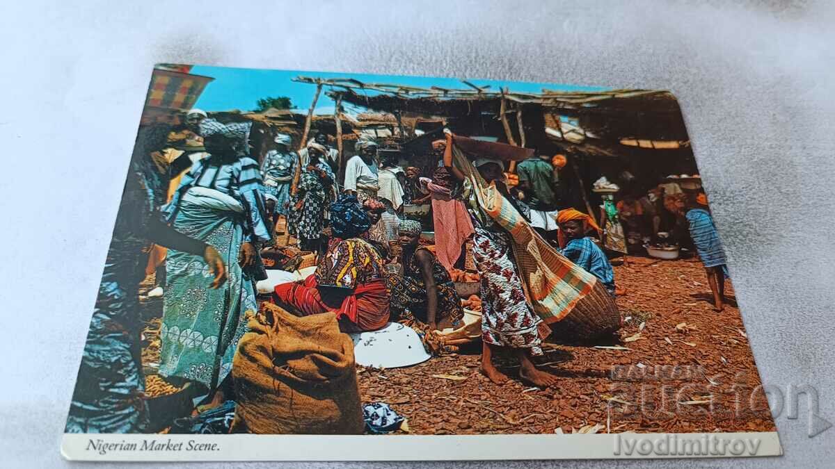 Carte poștală din scena pieței nigeriene din 1982