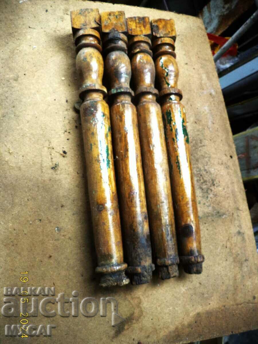 4 WOODEN LEGS FROM OLD FURNITURE, 54(55) cm long