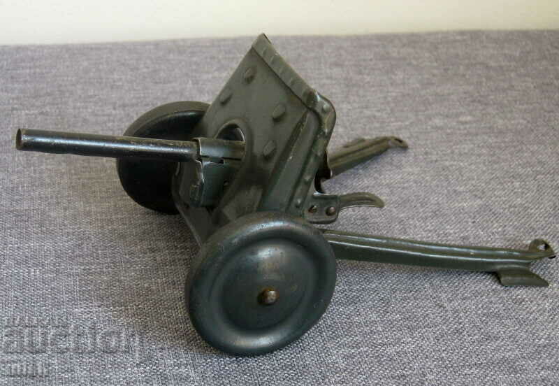 Стара немска тенекиена играчка оръдие с механизъм Arnold