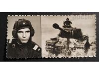 Bulgaria Fotografie veche a unui militar - șofer de tanc