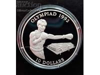 Сребро 10$ Бокс Олимпиада 1992 Соломонови Острови