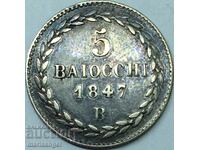 5 baiochi 1847 Vatican Bologna - excl. rar