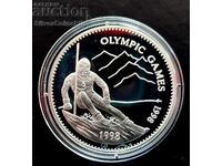 Silver 500 Tugrik Ski Olympics 1998 Mongolia