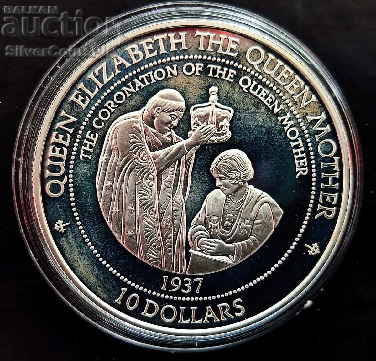 Argint 10 USD Încoronarea Elisabetei I 1995 Insulele Solomon