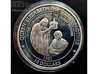 Argint 10 USD Încoronarea Elisabetei I 1995 Insulele Solomon