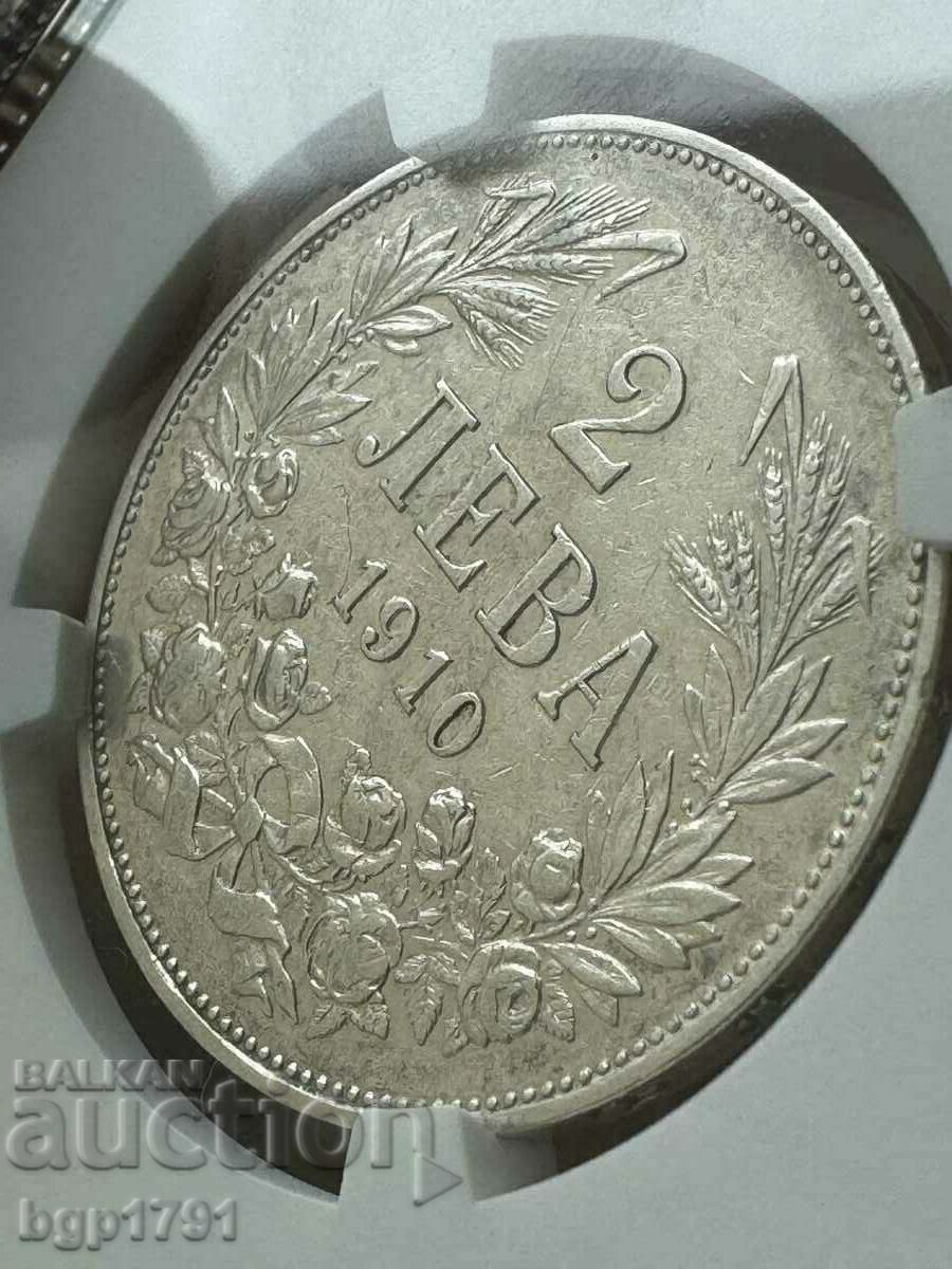De la 1, 2 leva 1910 argint, AU