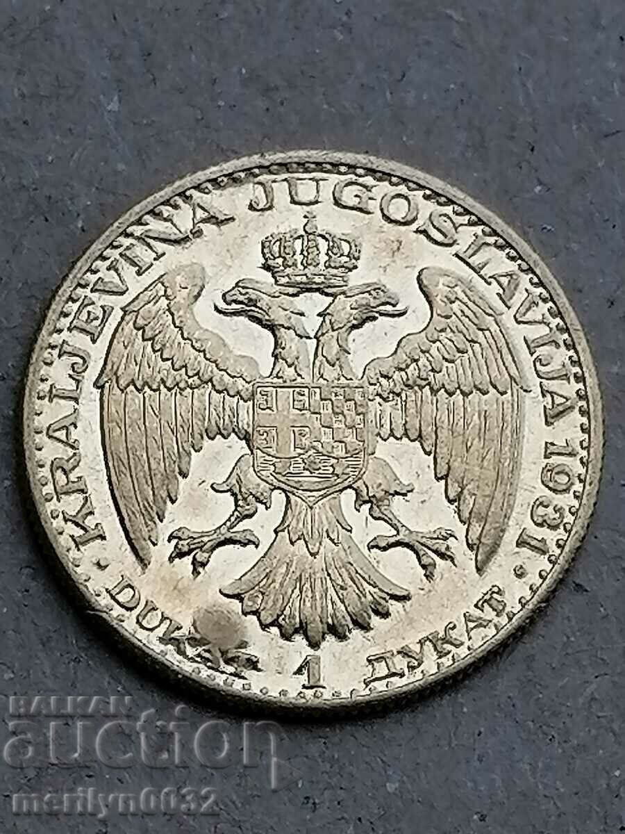 1 ducat 1931 monetărie Iugoslavia A. Karadjordjevic aur 23,65 k