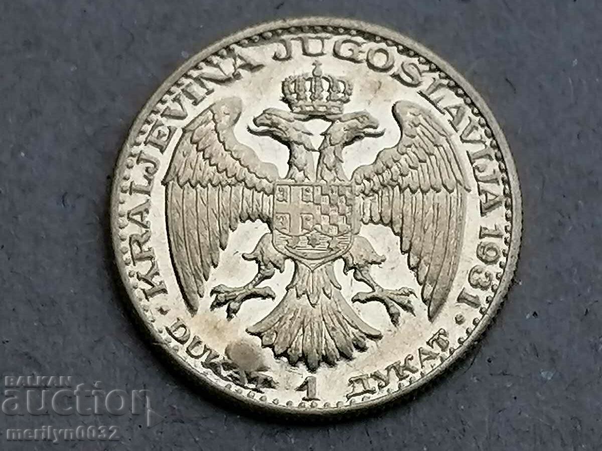 1 ducat 1932 monetărie Iugoslavia A. Karadjordjevic aur 23,65 k