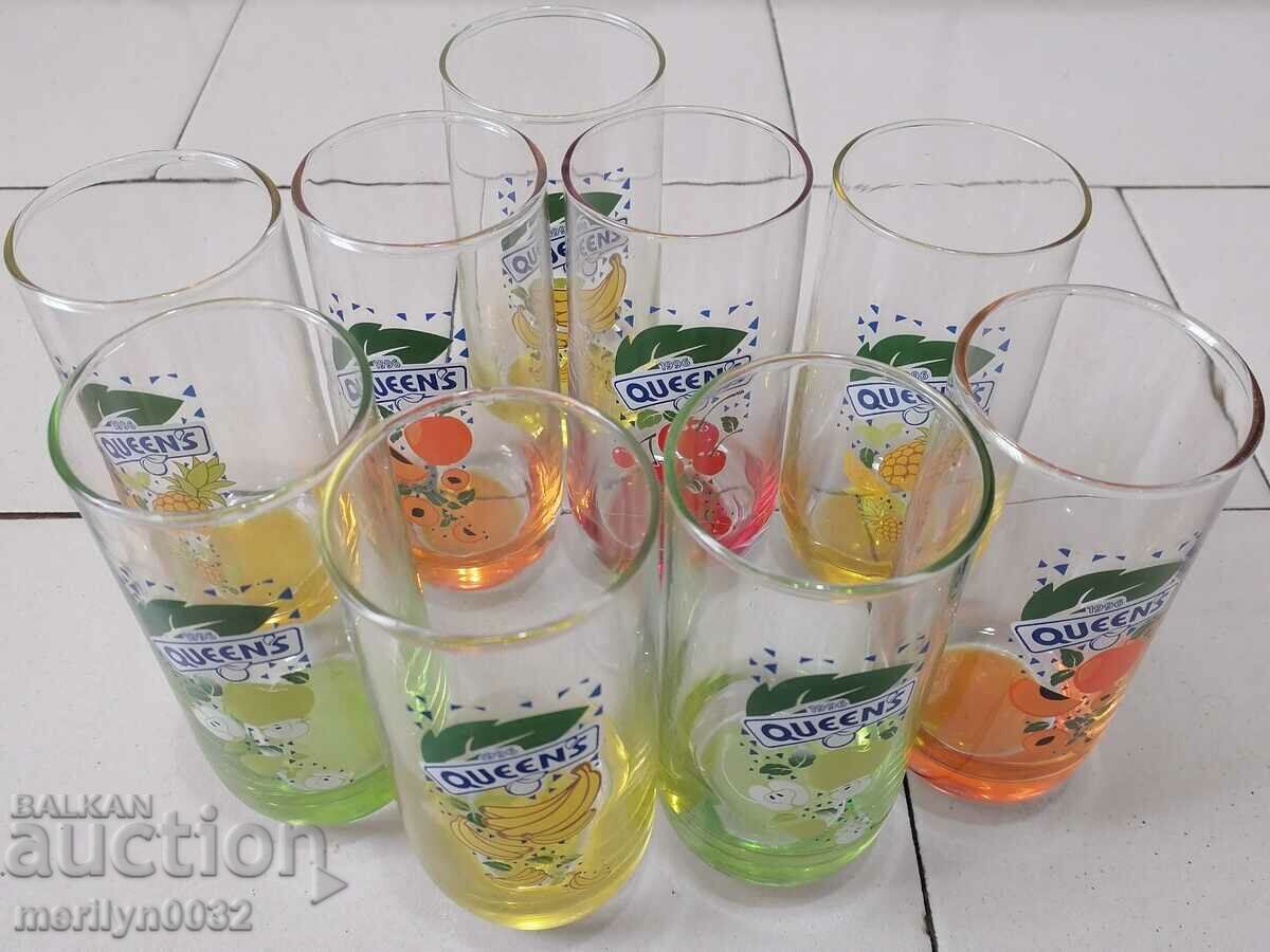 A beautiful set of 9 glasses QUIEENS glass for soft drink - 7