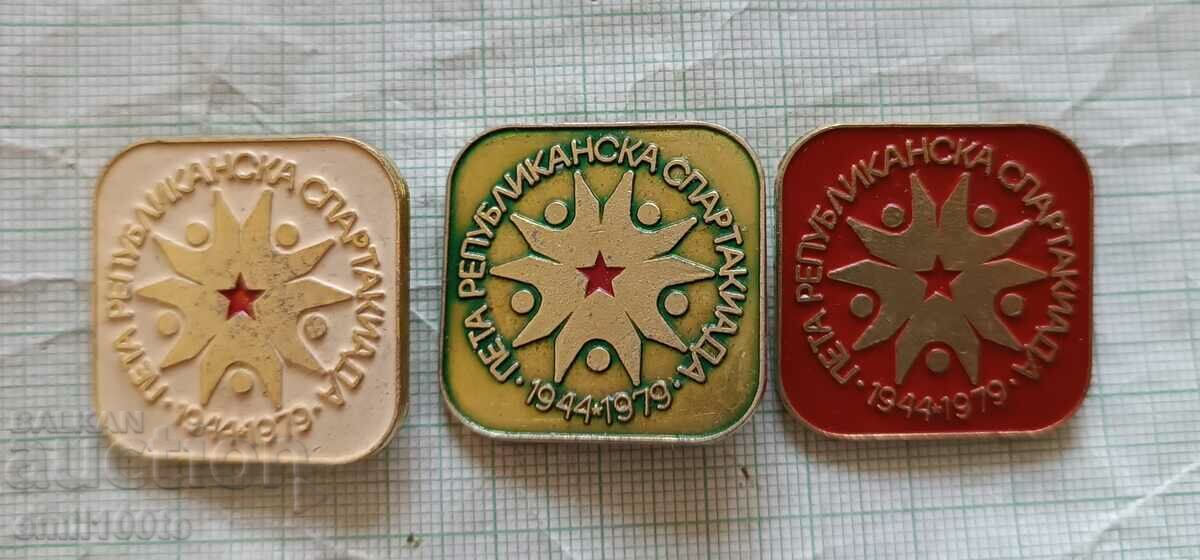 Badges 3 pieces - Republican Spartakiad 1979 with price 6.00 BGN | € 3.07