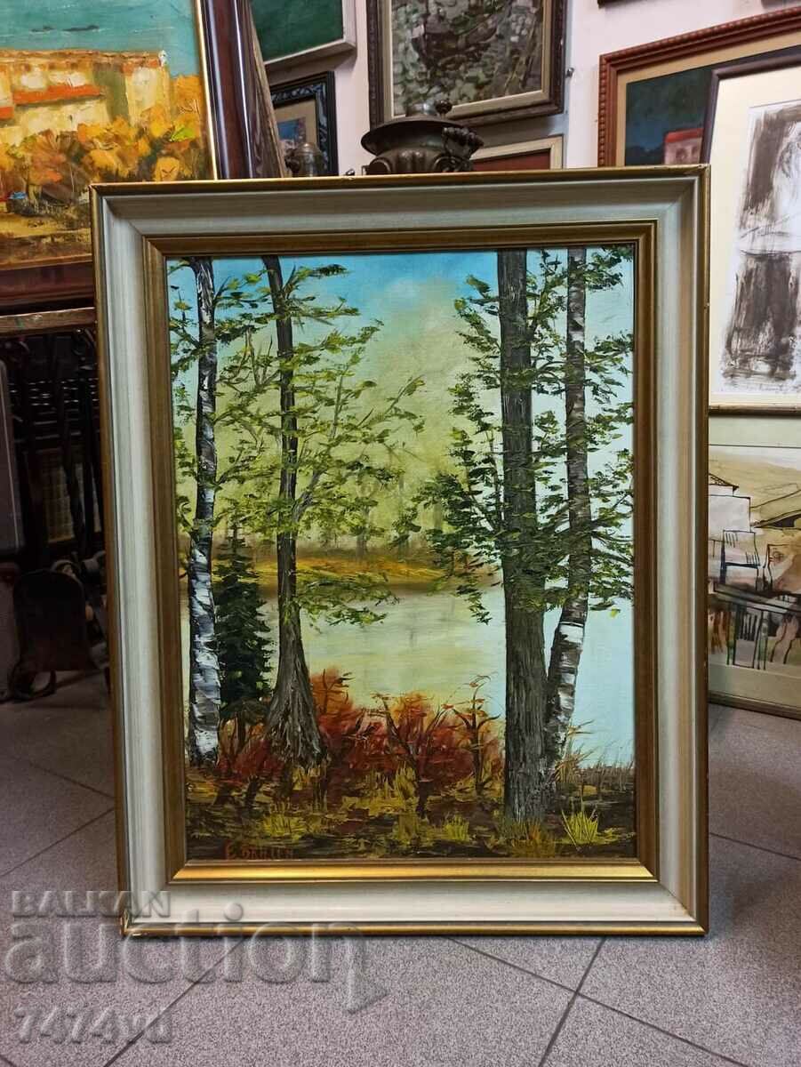 A large old painting by the artist E.Broun