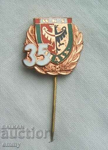 Football badge - 35 years FC "Shlonsk" Wroclaw/Slask, Poland