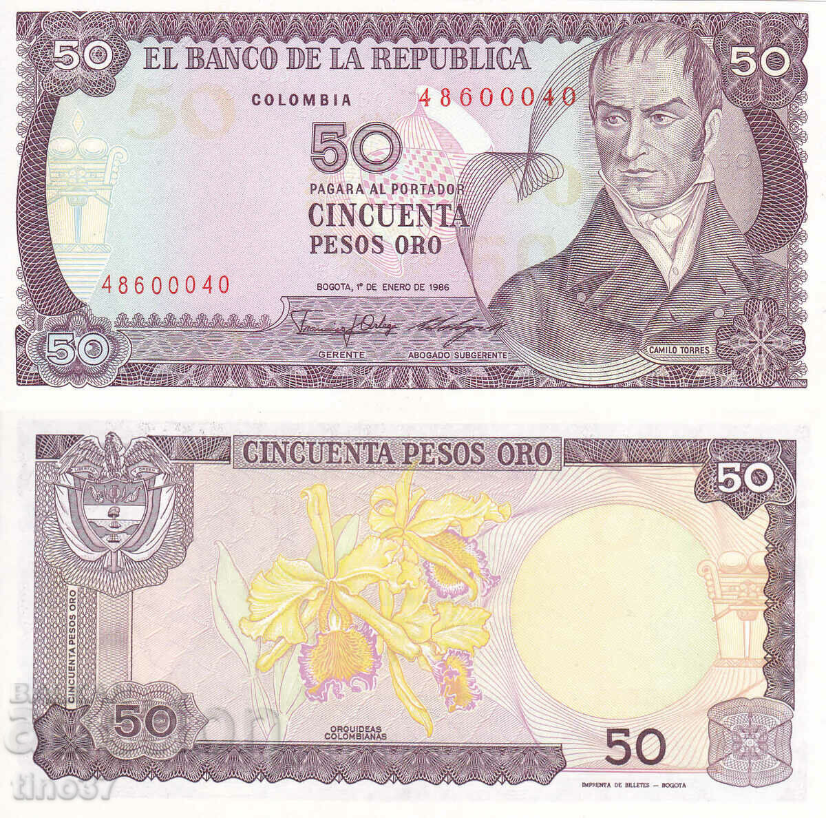 tino37- COLOMBIA - 50 PESOS ORO - 1986 - UNC