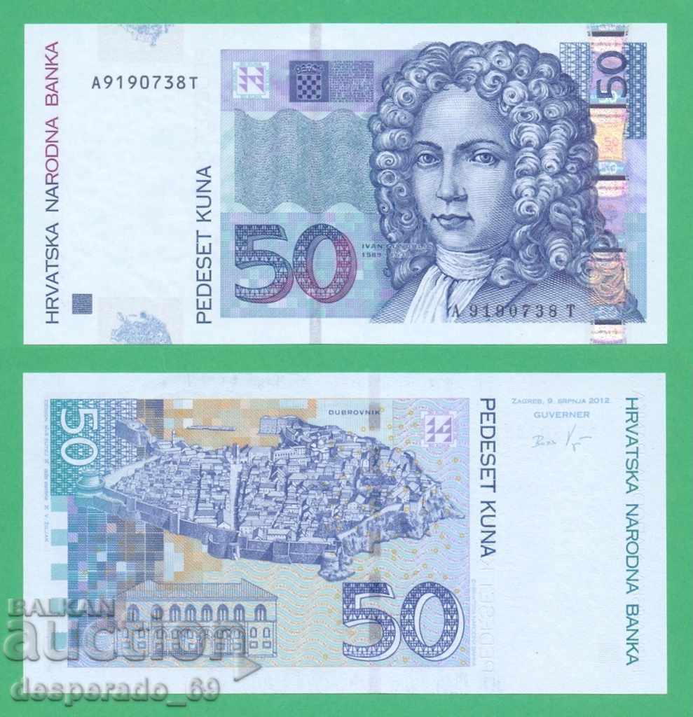 (¯`'•.¸ CROATIA 50 kuna 2012 UNC ¸.•'´¯)