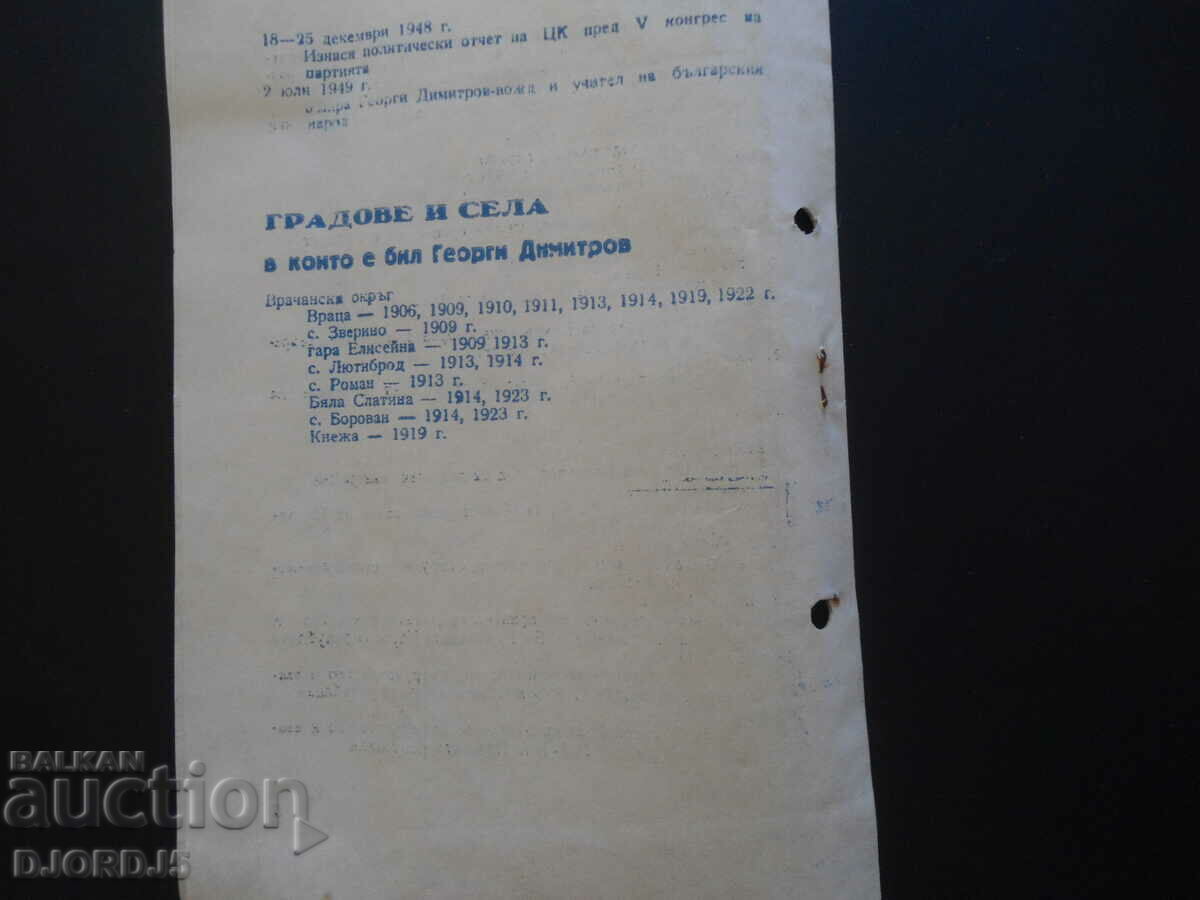 Παράδοση Χρονικό, Σημαντικά γεγονότα στη ζωή του Γκεόργκι Ντιμιτρόφ Παράδοση Χρονικό, Σημαντικά γεγονότα στη ζωή του Γκεόργκι Ντιμιτρόφ