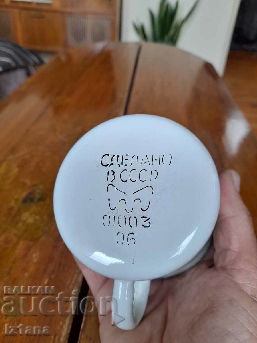 Old enameled jug, cup - 7 Old enameled jug, cup - 7